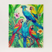 Tropical Birds Botanical Illustration Puzzle (Vertikal)