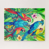 Tropical Birds Botanical Illustration Puzzle (Horizontal)