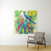 Tropical Birds Botanical Illustration Wandteppich (Beispiel)