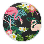 Tropical Birds Flowers Flamingo Watery Landscape Keramikknauf (Vorderseite)