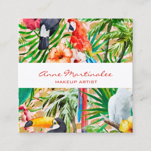 Tropical Birds Square Business Card Quadratische Visitenkarte (Vorderseite)