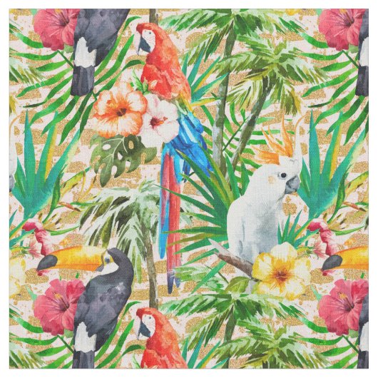 Tropical Birds Stoff (Nahaufnahme)