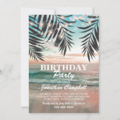 Tropical Birthday Beach Party | Lichtzeichenfolge Einladung (Vorderseite)