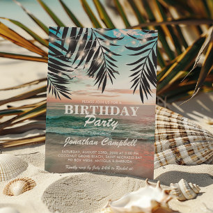 Tropical Birthday Beach Party   Lichtzeichenfolge Einladung