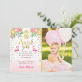 Tropical Birthday Danke, Card Luau Flamingo Dankeskarte (Stehend Vorderseite)