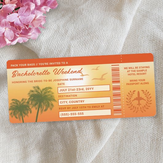 Tropical Birthday Imitats Boarding Pass Einladung