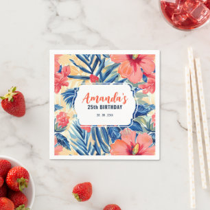 Tropical Birthday Party Hibiskus Blumenmuster Serviette