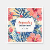 Tropical Birthday Party Hibiskus Blumenmuster Serviette (Vorderseite)