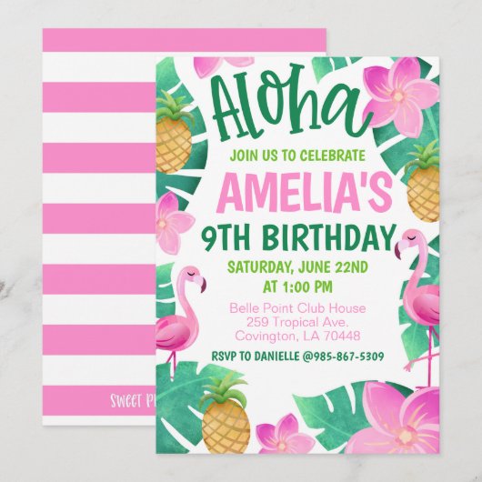 Tropical Birthday Party Invitation Einladung (Vorne/Hinten)