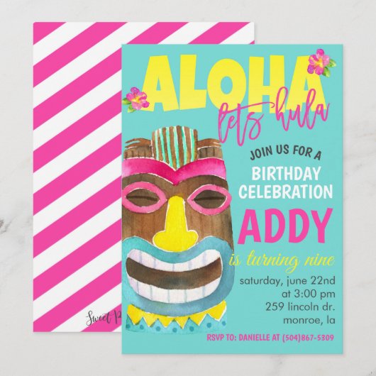 Tropical Birthday Party Invitation Einladung (Vorne/Hinten)