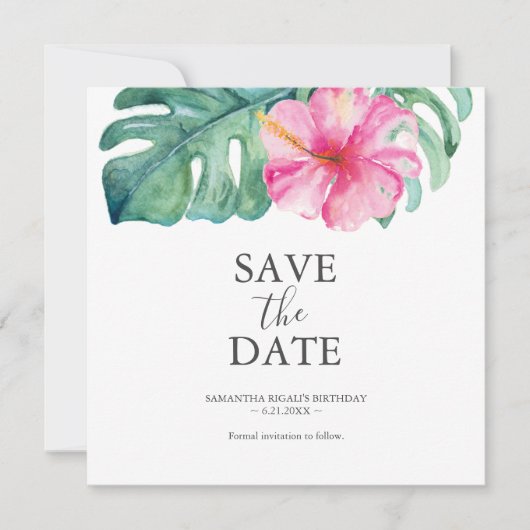 Tropical Birthday Save The Date Cards (Vorderseite)