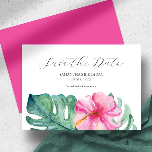Tropical Birthday Speichern Sie die Datumskarten Save The Date
