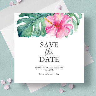 Tropical Birthday Speichern Sie die Datumskarten Save The Date
