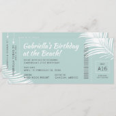 Tropical Birthday Trip Boarding Pass Ticket Aquama Einladung (Vorne/Hinten)