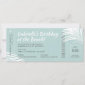 Tropical Birthday Trip Boarding Pass Ticket Aquama Einladung (Vorderseite)