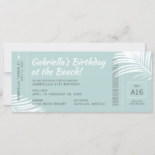 Tropical Birthday Trip Boarding Pass Ticket Aquama Einladung