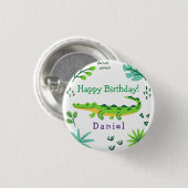 Tropical birthday with green crocodile button (Vorne & Hinten)