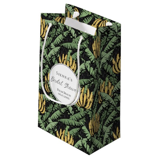 Tropical Black Banana Blätter Bachelorette Kleine Geschenktüte (Rückseite Schrägansicht)