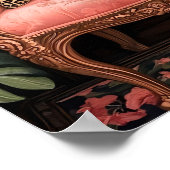 Tropical Black Cat on Sofa Poster Print, Funny Bla (Ecke)