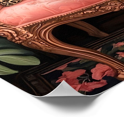 Tropical Black Cat on Sofa Poster Print, Funny Bla (Ecke)