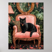 Tropical Black Cat on Sofa Poster Print, Funny Bla (Vorne)