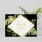 Tropical Black & Gold Geometric Dankeschön Karte (Stehend vorne)