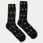 Tropical Black Gold Palm Tree Muster Socken (Rechts)