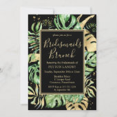 Tropical Black & Green Bridesmaids Brunch Invitati Einladung (Vorderseite)
