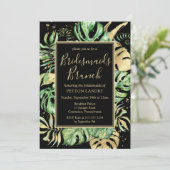 Tropical Black & Green Bridesmaids Brunch Invitati Einladung (Stehend Vorderseite)