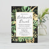 Tropical Black & Green Bridesmaier Brunch Einladung (Stehend Vorderseite)
