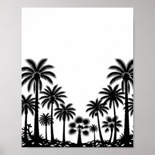 Tropical Black Palm Trees Silhouette Poster Druck