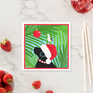 Tropical Black Santa Seagull Weihnachten Serviette