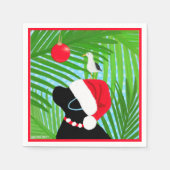 Tropical Black Santa Seagull Weihnachten Serviette (Vorderseite)