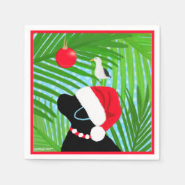 Tropical Black Santa Seagull Weihnachten Serviette