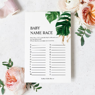 Tropical Blätter Baby Shower Baby Name Race Game