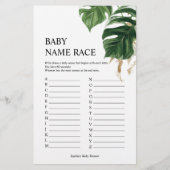 Tropical Blätter Baby Shower Baby Name Race Game (Vorderseite)