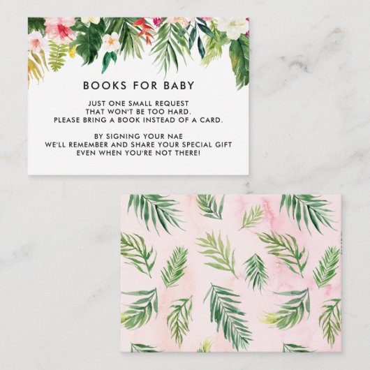 Tropical Blätter Baby Shower Book Request Cards Begleitkarte (Vorne/Hinten)