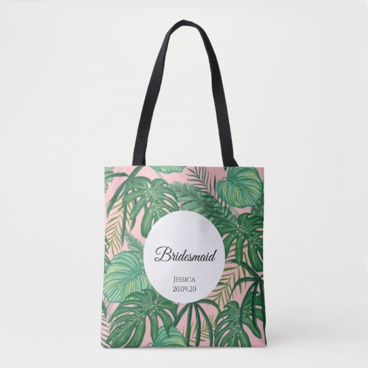 Tropical Blätter Beach Wedding Bridesmaid Tote Bag Tasche (Vorderseite)