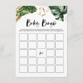 Tropical Blätter Gold Baby Shower Bingo Game Card Begleitkarte