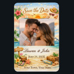 Tropical Bliss Photo Save Date Wedding Magnet<br><div class="desc">Tropical Bliss invites couples to announce their special day with a burst of island charm. This customizable template features “Save the Date” elegantly scripted at the top, a large central photo space for showcasing the couple’s favorite moment, and ample room below for personalized wording. The design is infused with lush...</div>