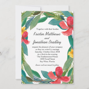 Tropical Bliss Watercolor Floral Wedding Einladung