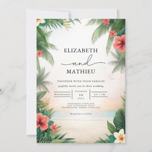 Tropical Bloom Arch Wedding Einladung (Vorderseite)