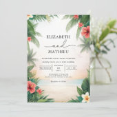 Tropical Bloom Arch Wedding Einladung (Stehend Vorderseite)