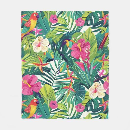 Tropical Bloom Greenerity Pattern Fleecedecke (Vorderseite)