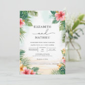 Tropical Bloom Paradise Wedding Einladung (Stehend Vorderseite)