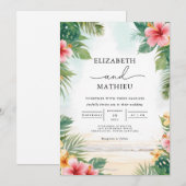 Tropical Bloom Paradise Wedding Einladung (Vorne/Hinten)