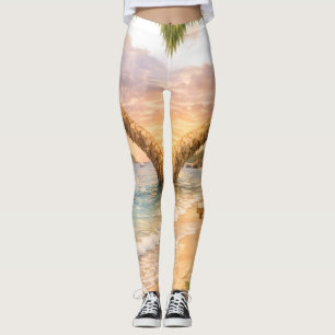 Tropical Bloom Sonnenuntergangs-Leggings Leggings