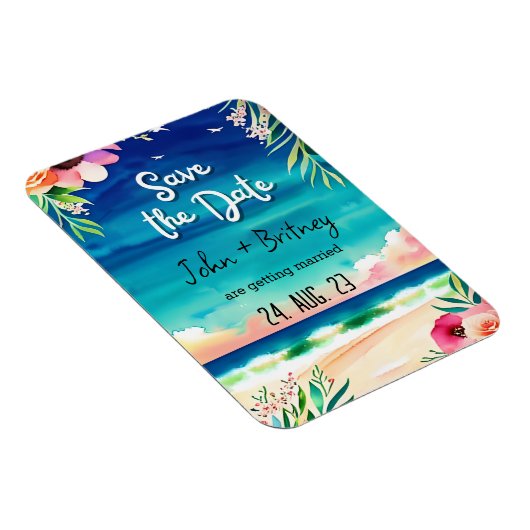 Tropical Blooms: Wedding Save the Dat Magnet (Rechte Seite)