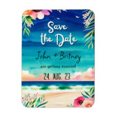 Tropical Blooms: Wedding Save the Dat Magnet (Vertikal)