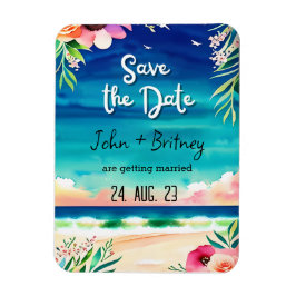 Tropical Blooms: Wedding Save the Dat Magnet